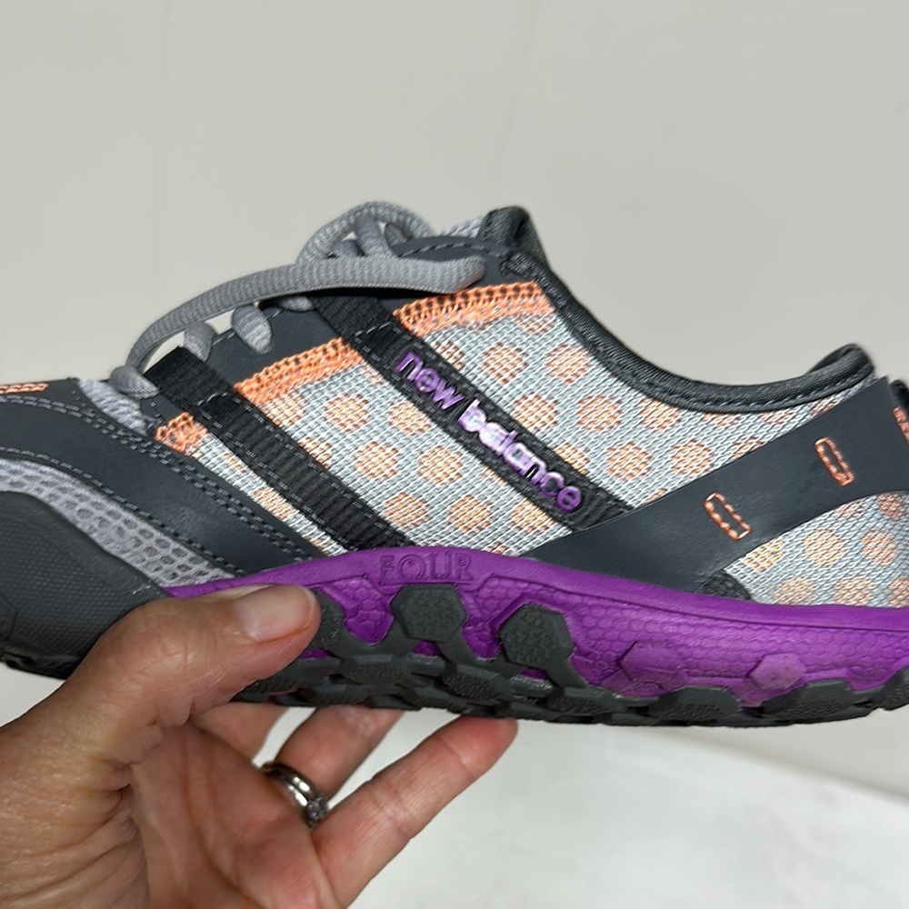 New Balance Gray and Purple Athletic Shoes with Mesh Upper - Picture 8 of 13